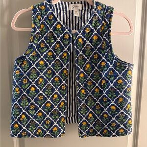 Blue and Yellow Floral Quilted Vest
